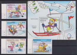 Guyana - 1991 - Disney: Winter Olimpics Albertville - Yv 2627/30 + Bf 77 - Disney