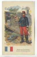CPA Illustration Chromo Guerre 1914-18 - Train Des Equipages - Service D'Embarquement - Cheval, Soldats, Locomotive - War 1914-18