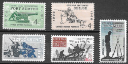 1961-5 Civil War - Set Of 5 Stamps, Mint Never Hinged - Ongebruikt