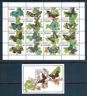 Guyana - 1990 - Butterflies - Yv 2276/91 + Bf 48 - Papillons