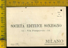 Milano Città  Società Editrice Sonzogno  -  Via Pasquirolo,14  MI - Milano (Milan)