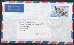 1982 St. Kitts (11 Jan) 55c Brown Pelican Official To USA - Bermuda