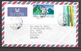 Sailboat Airplane Stamps To Ontario Canada - St.Lucia (1979-...)