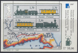 FINNLAND  Block 3, Postfrisch **, Internationale Briefmarkenausstellung FINLANDIA ’88, Helsinki, 1987, Eisenbahn - Blokken & Velletjes