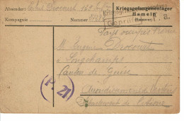 CARTE   POSTALE KRIEGSGEFANGENENLAGER  HAMELN - Tarjetas