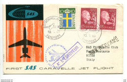 Primo Volo SAS Stoccolma-Milano Del 12/8/59 - Poste Aérienne