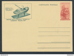 1953 Repubblica - C 152 - Cartolina Postale , L 20 Rosso - Leonardo - Nuovo - Entiers Postaux