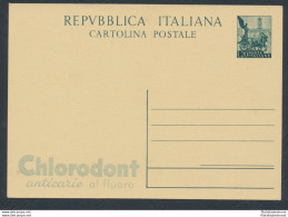 1951 Repubblica - C 143 - R9/2 - Quadriga , Cartolina Postale , L 20 Verde Scuro - Stamped Stationery