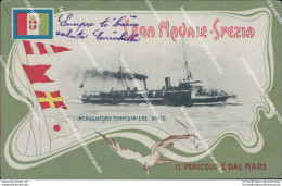 Bo728 Cartolina Lega Navale Spezia  Nave Incrociatore Torpediniere Goito - La Spezia