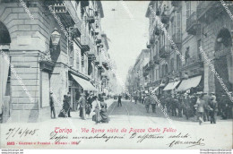 Ce52 Cartolina Torino Citta' Via Roma Vista Da Piazza Carlo Felice Bella! 1905 - Sonstige & Ohne Zuordnung