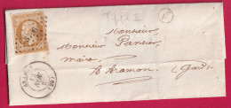 N°13 PC 3796 ARAMON GARD BOITE RURALE SUPPLAMENTAIRE A2 POUR ARAMON LETTRE - 1849-1876: Classic Period