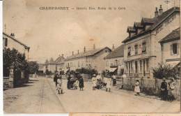 70 - CHAMPAGNEY - GRANDE RUE, ROUTE DE LA GARE - Champagney