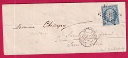 N°14 BLEU LAITEUX PARIS ETOILE PLEINE 3E 60 8 POUR SENNECEY CAD TYPE 14 SAONE ET LOIRE  LETTRE - 1849-1876: Klassik