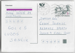 Czech Republic 1997 Postal Stationery Card Sent From Humpolec To Prague Stamp 3 Czech Crown Koruna - Postcards