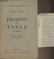 Propos De Table (Tischreden) - Collection Des Textes Rares Ou Inédits - Luther Martin - 1932 - Andere & Zonder Classificatie