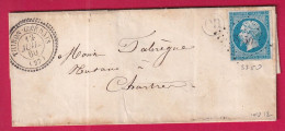 N°14 PC 3350 THIRON GARDAIS EURE ET LOIR CAD TYPE 22 POUR CHARTRES 1860 INDICE 12 LETTRE - 1849-1876: Classic Period