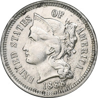 États-Unis, Nickel 3 Cents, 1888, Philadelphie, Nickel, TTB, KM:95 - 2, 3 & 20 Cent