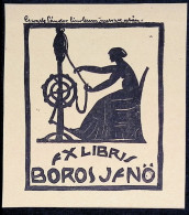 EX LIBRIS GERGELY SANDOR X BOROS JENO EXLIBRIS PROFILO TESSILE LANA ARCOLAIO - Bookplates