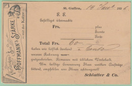 Entier Postal Repiqué / Hoffmann's Stärke + Chat / St-Gallen 14/01/1896 - Stamped Stationery