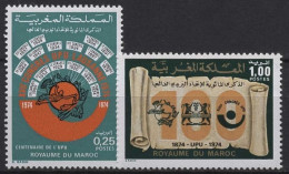 Marokko 1974 100 Jahre Weltpostverein UPU 767/68 Postfrisch - Marocco (1956-...)