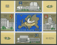 Ungarn 1980 KSZE Madrid Karte Europas Block 147 B Postfr. Geschnitten (C92571) - Hojas Bloque