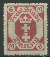 Danzig 1922 Freimarken Kleines Staatswappen 109 B Rotkarmin Mit Falz Geprüft - Mint