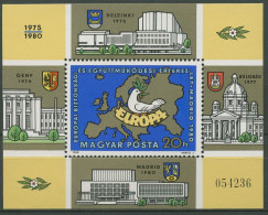 Ungarn 1980 KSZE Madrid Landkarte Europas Block 147 A Postfrisch (C92572) - Blocks & Sheetlets