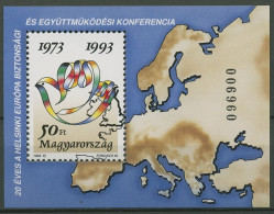 Ungarn 1993 20 Jahre KSZE Friedenstaube Block 226 Postfrisch (C92679) - Blocks & Kleinbögen