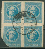 SBZ Thüringen 1945 Spargummierung 98 BY Z2 4er-Block Gestempelt, Mängel! - Sonstige & Ohne Zuordnung