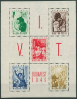 Ungarn 1949 Weltfestspiele Der Jugend Block 16 Postfrisch (C63361) - Blokken & Velletjes