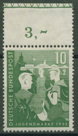 Bund 1952 Jugend Oberrand Mit Gitterleiste 153 OR I Postfrisch - Unused Stamps