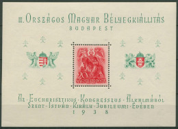 Ungarn 1938 Hl.Stephan Wappen V. Budapest Block 2 Postfrisch (C92356), Bügig - Blocks & Sheetlets