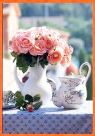 CP Fleurs Roses Rose Bouquet Carte Vierge TBE - Blumen