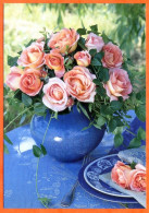 CP Fleurs Roses Rose ELLE  Carte Vierge TBE - Blumen