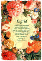 Carte Prénom  Fleurs INGRID Fleur Carte Vierge TBE - Nomi