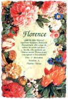 Carte Prénom  Fleurs FLORENCE  Fleur Carte Vierge TBE - Prénoms
