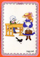 Carte Illustrateur Dolly Doll Enfants Fille Chapeau école Oiseau Carte Vierge TBE - Contemporary (from 1950)