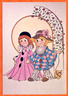 Carte Illustrateur Enfants Chapeau Fleurs Chien Carte Vierge TBE - Contemporanea (a Partire Dal 1950)