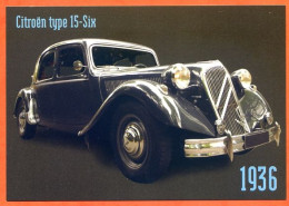 CP Citroën Traction Type 15 Six 1936 Automobile Auto Carte Vierge TBE - PKW