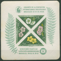 Ungarn 1958 FIP-Kongreß Brüssel Blumen Block 28 B Postfrisch (C92370) - Blocks & Kleinbögen