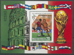 Ungarn 1990 Fußball WM Italien Block 210 A Postfrisch (C92666) - Blocks & Sheetlets