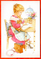 CP Illustrateur Enfants Fille Avec Chat Carte Vierge TBE - Contemporain (à Partir De 1950)