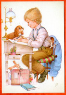 CP Illustrateur Enfants Garçon Avec Chien Carte Vierge TBE - Contemporary (from 1950)