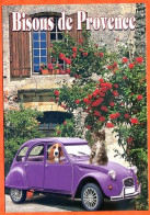 Automobile Citroen 2 Cv Violette Avec Chat Et Chien Voiture Auto Carte Vierge TBE - Voitures De Tourisme