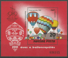 Ungarn 1983 200 Jahre Luftfahrt Heißluftballons Block 162 A Postfrisch (C92605) - Blokken & Velletjes