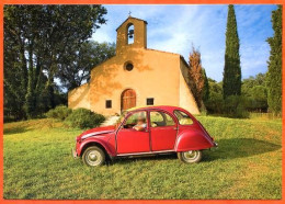 Automobile Citroen 2 Cv Rouge Voiture Auto Carte Vierge TBE - Voitures De Tourisme