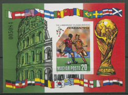 Ungarn 1990 Fußball WM Italien Block 210 B Postfrisch Geschnitten (C92667) - Blocs-feuillets