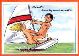 HUMOUR Naturisme Les Sans Culotte 4 Accrochez Vous Au Mat Planche Voile Lyna Carte Vierge TBE - Humor