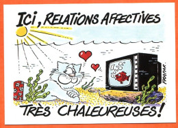 CP Humour Chat  Frapar Illustrateur Ici Relations Affectives Tres Chaleureuses ! Combier  Carte Vierge TBE - Chats