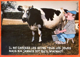 HUMOUR Campagne Vache Paysan Caresse Seins Alexandre Lyna  Carte Vierge TBE - Humor